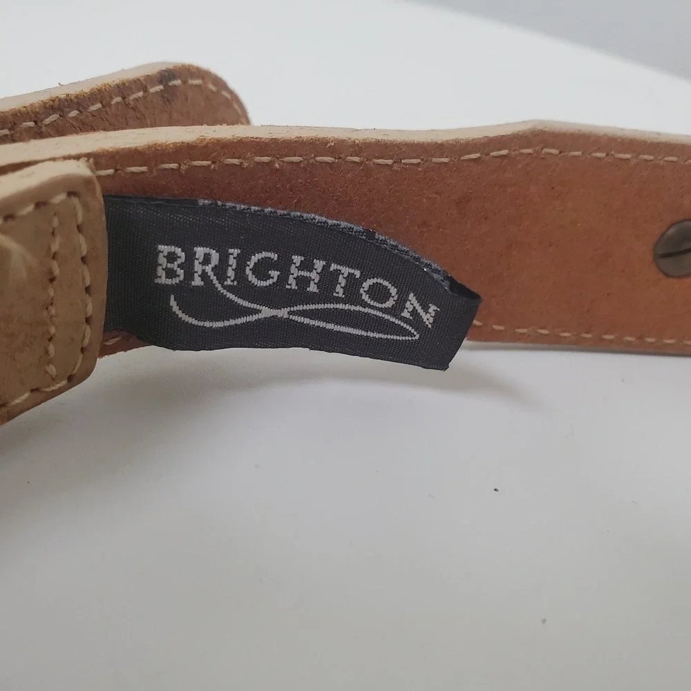 Brighton Light Brown Leather Belt Seashells Starfish Vintage 90s Made In USA S